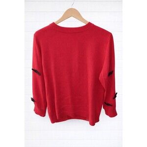 Scott & Scott London NWT Red Crew Neck Black Bows Wool Cashmere Sweater L